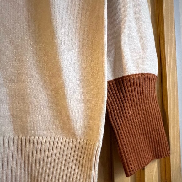 Hem & Thread Women's Striped Cowl Neck Sweater - Gray, Brown, Red - Picture 4 of 4